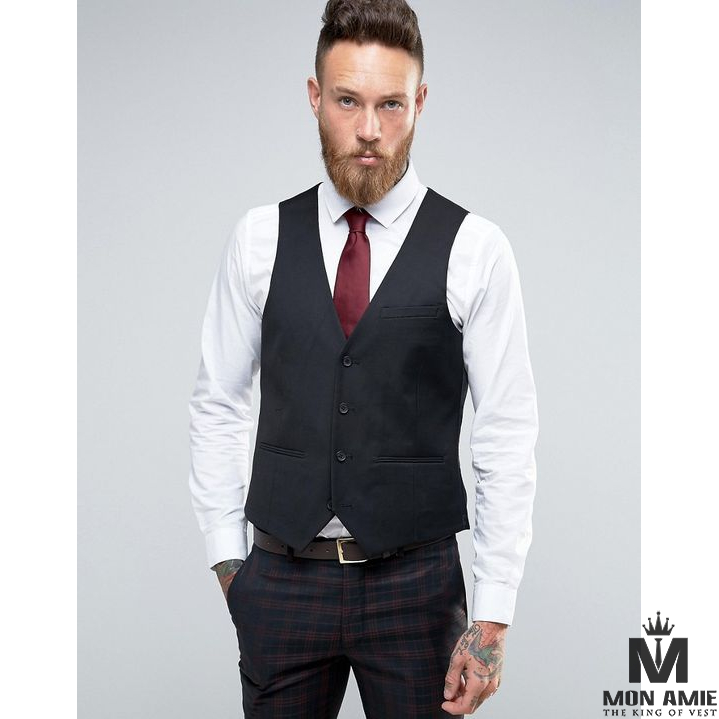 Dark Navy Blue Wool Suit Vest