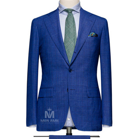 Bright Blue Wool and Linen Suit 25008DT601