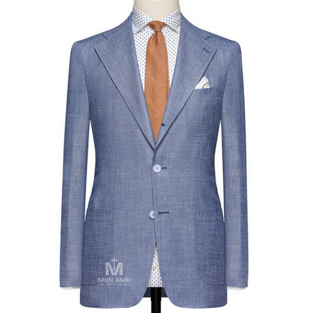Slate Blue Sharkskin Composed of Wool Silk and Linen Suit 25001DT606