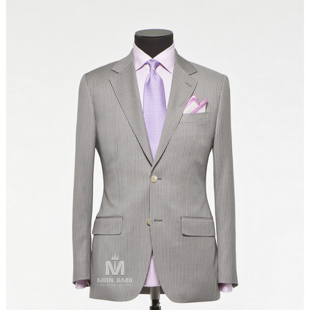 Stripes Grey Notch Label Suit BAR3545