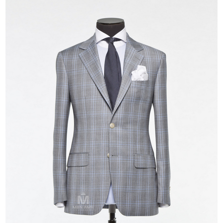 Check Grey Notch Label Suit 703SB790