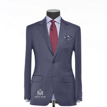 Herringbone Blue Notch Label Suit 624DT60766