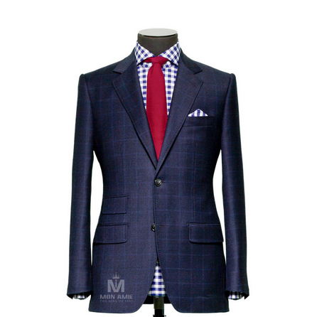 Check Blue Notch Label Suit 71124DT7003