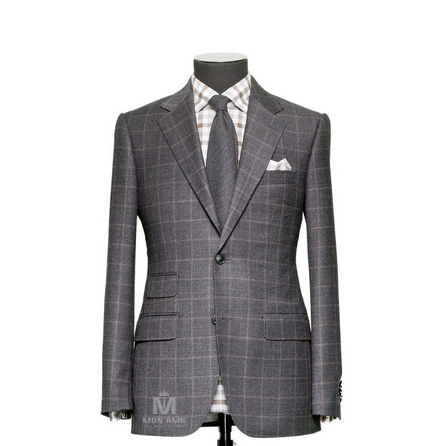 Check Grey Notch Label Suit 704SB364