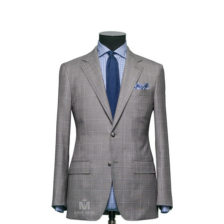 Check Grey Notch Label Suit 703SB784