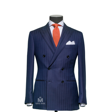Herringbone Blue Peak Label Suit 71132DT6002
