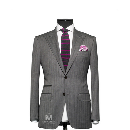 Herringbone Grey Peak Label Suit 624DT60763