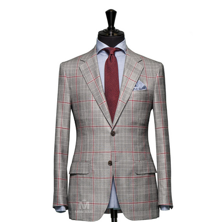 Glencheck Grey Wool and Linen Suit BAR15065