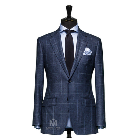 Glencheck Blue Wool and Linen Suit BAR15000