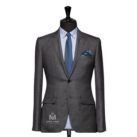 Birdseye Grey Notch Label Suit 523DT50711