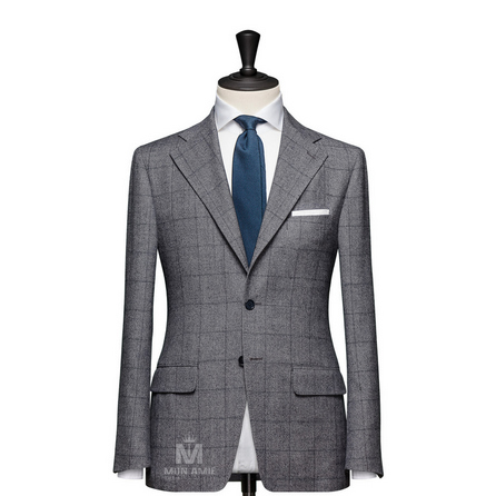 Check Grey Notch Label Suit Scabal 703DT70784