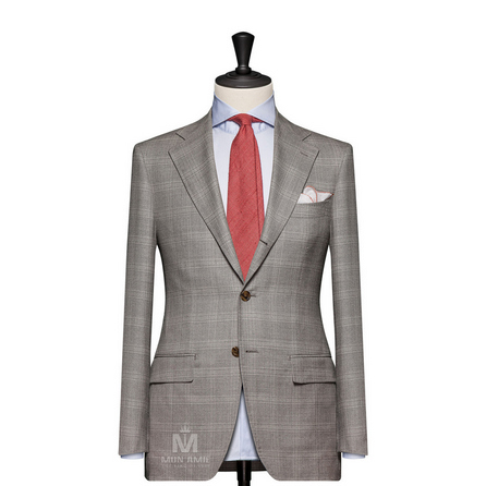 Check Grey Notch Label Suit 71109DT7001
