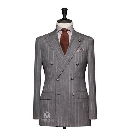 Stripe Grey Peak Label Suit 13 703
