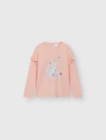 Áo phông bé gái dài tay phối bèo - Ảnh 2