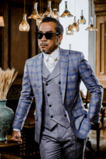 VEST 3 MẢNH XÁM CARO XANH - Ảnh 4