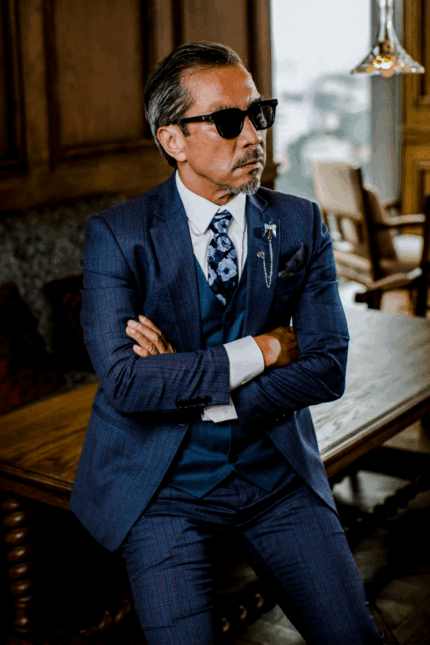 VEST 3 MẢNH MIDNIGHT COBALT STRIPE