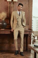 VEST 3 MẢNH MÀU BEIGE CAO CẤP - Ảnh 3