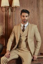 VEST 3 MẢNH MÀU BEIGE CAO CẤP - Ảnh 4