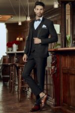 VEST 3 MẢNH TUXEDO ĐEN CAO CẤP - Ảnh 3
