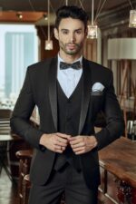 VEST 3 MẢNH TUXEDO ĐEN CAO CẤP