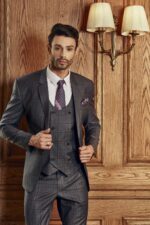 VEST 3 MẢNH BROWN PLAID GREY CAO CẤP - Ảnh 4