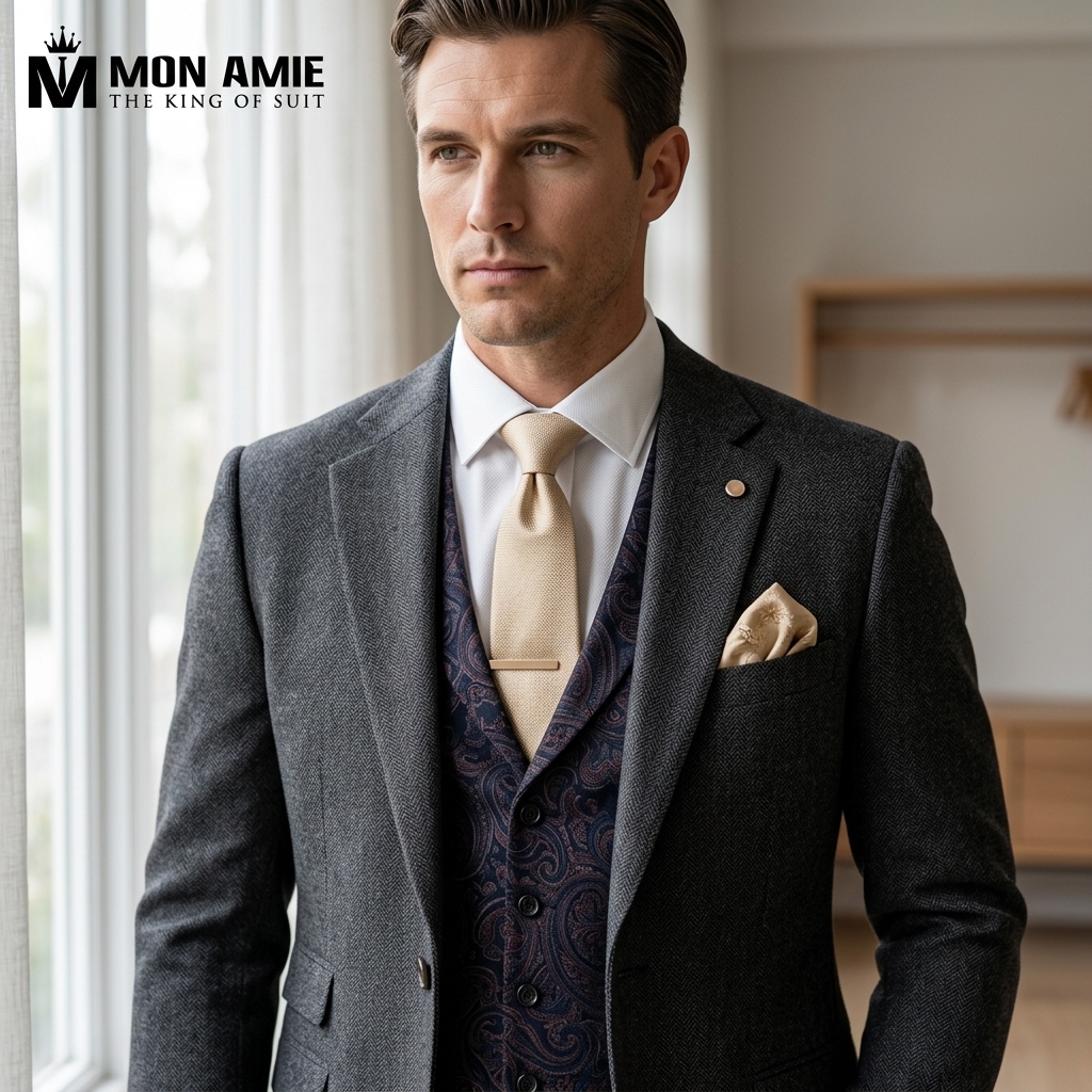 suit cưới 3 mảnh cao cấp thiết kế bởi Mon Amie