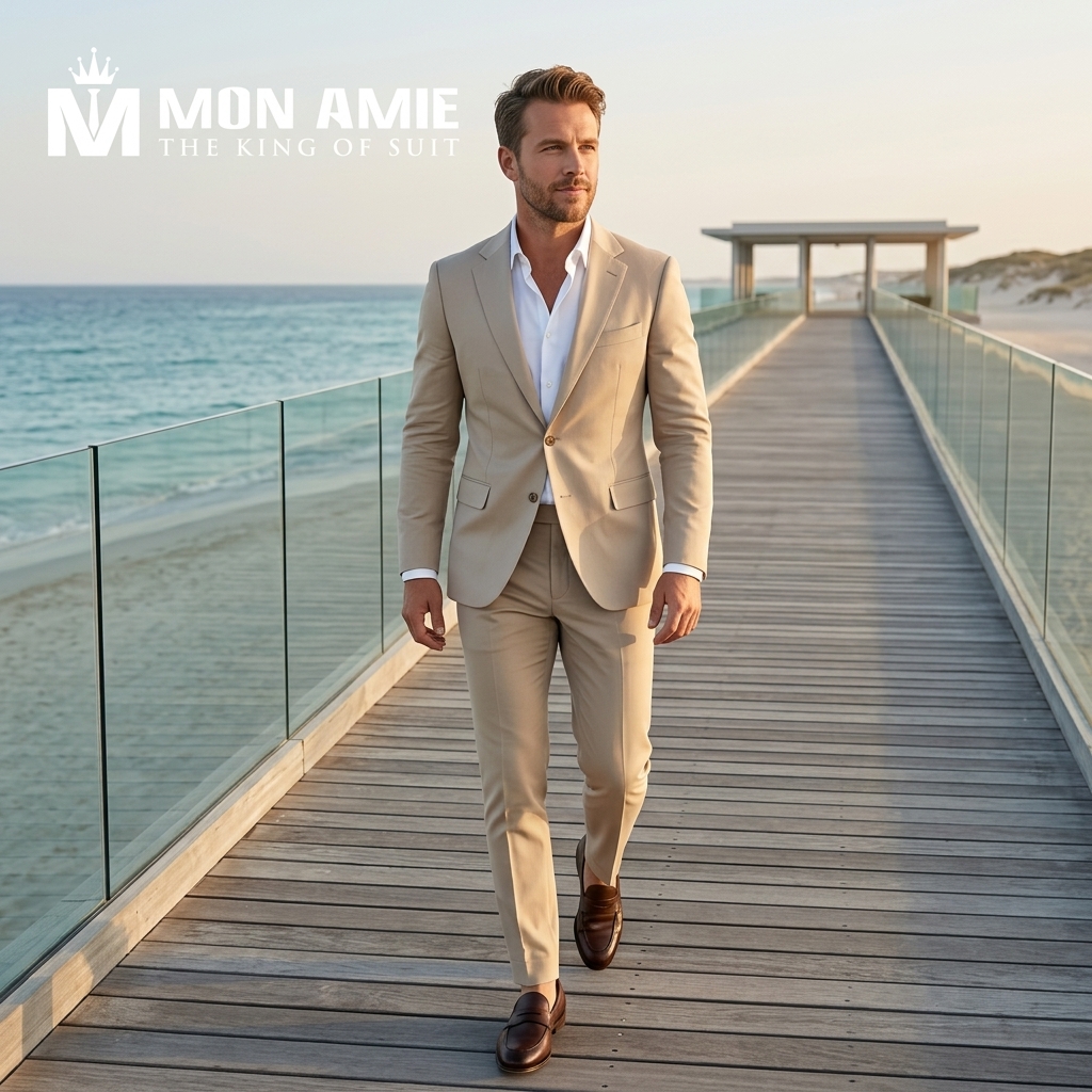 phụ kiện tinh tế phối cùng suit cưới biển