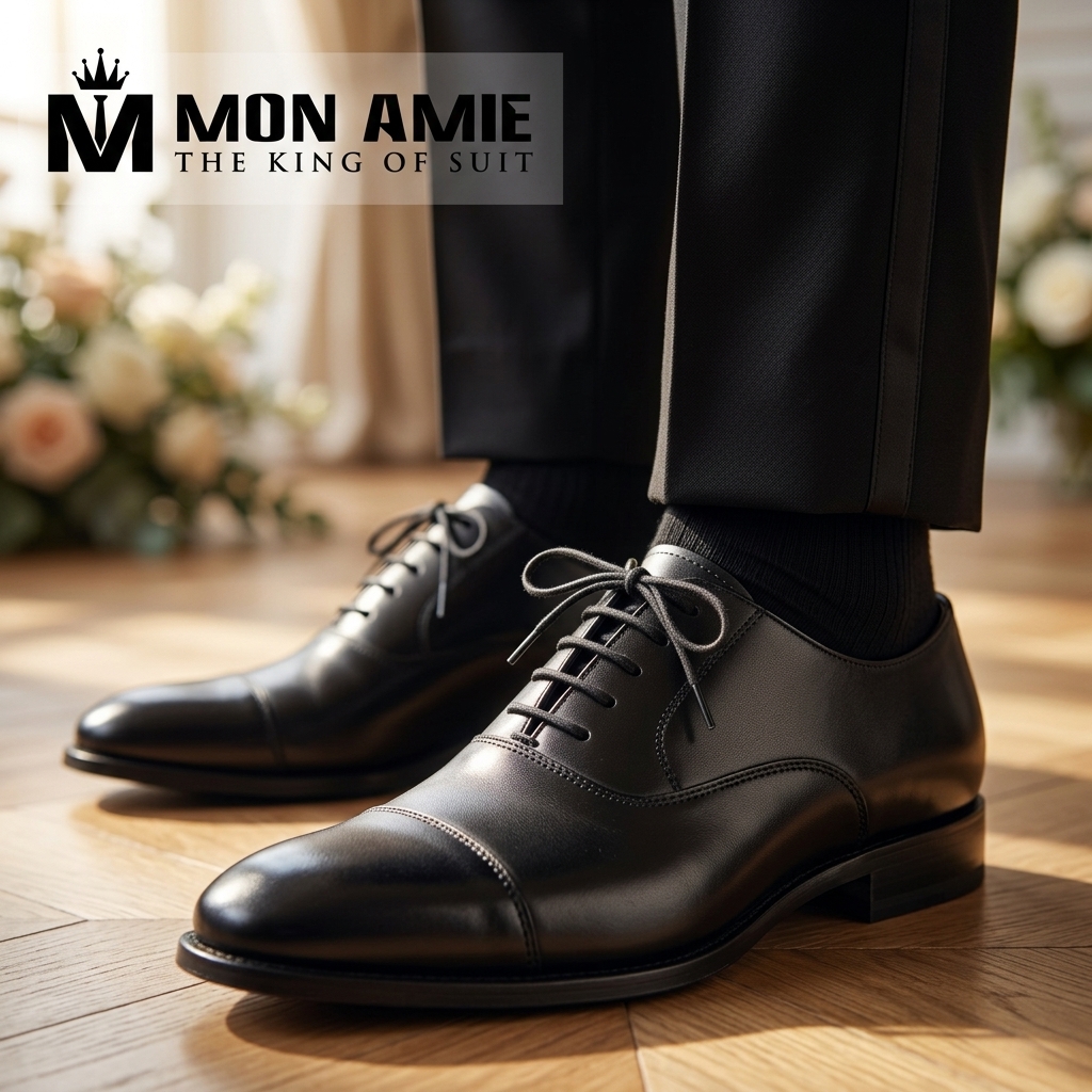 giày suit cưới oxford đen bóng bẩy