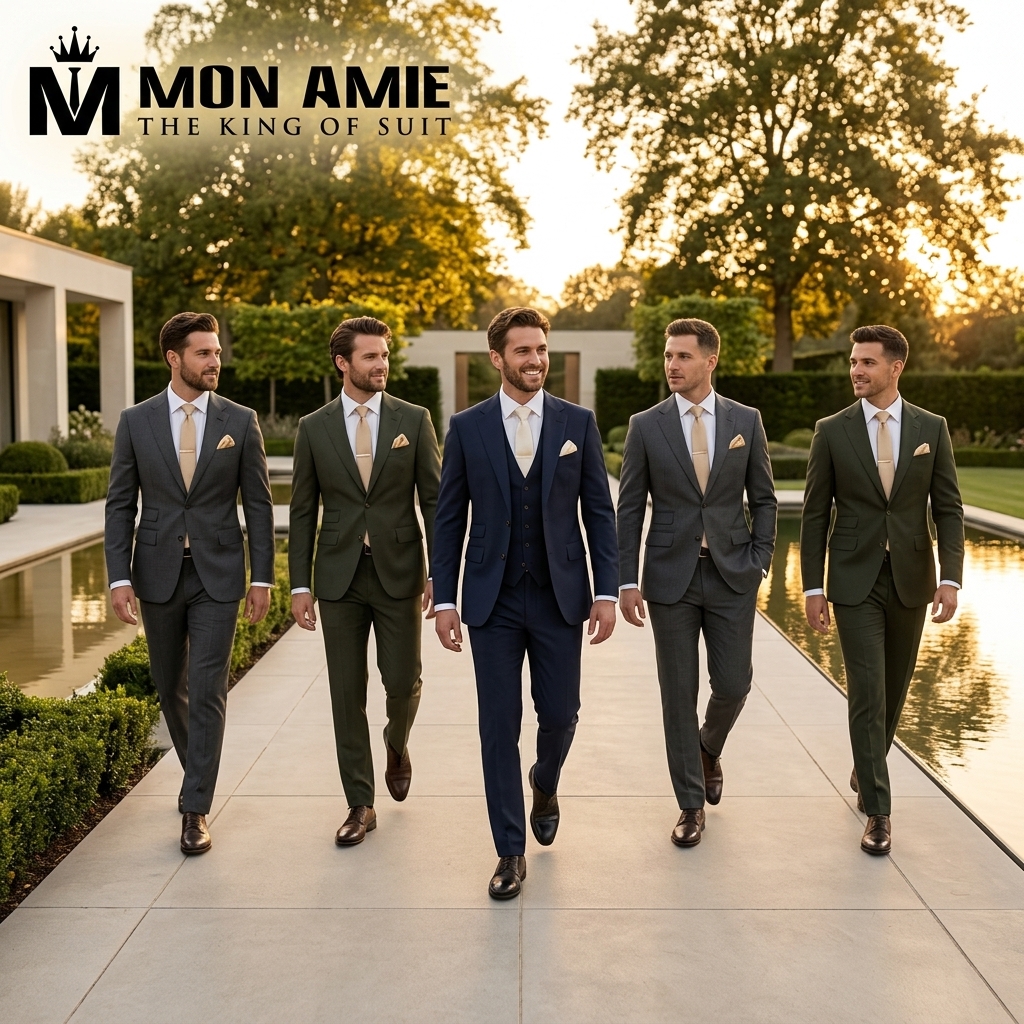 Dàn phụ rể lịch lãm trong bộ vest may đo từ Mon Amie