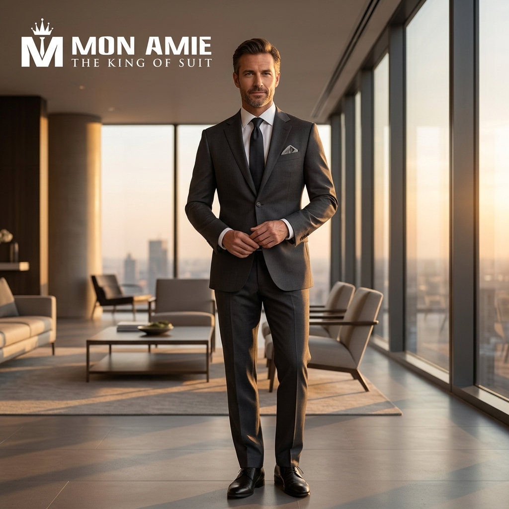 trải nghiệm chọn lựa suit may sẵn tại showroom Mon Amie