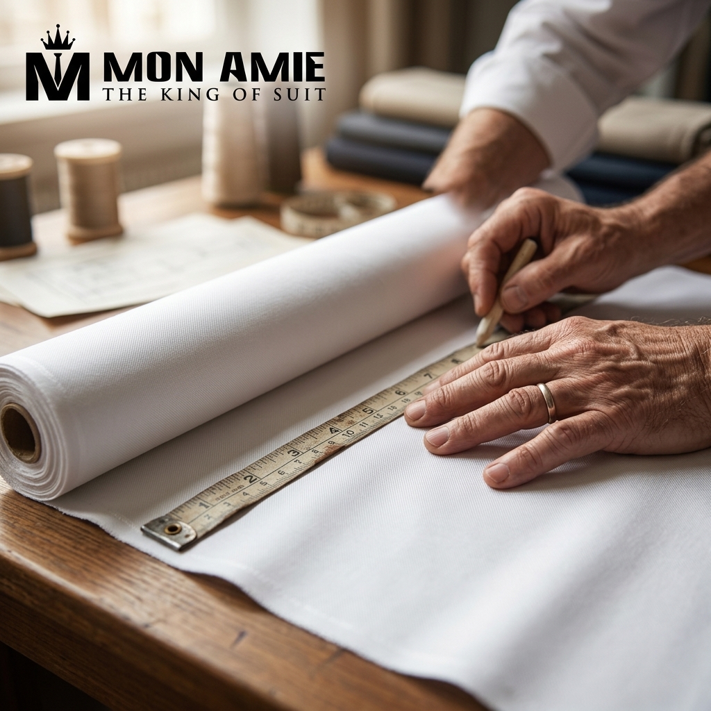 Nghệ nhân đo may sơ mi chú rể tại Mon Amie