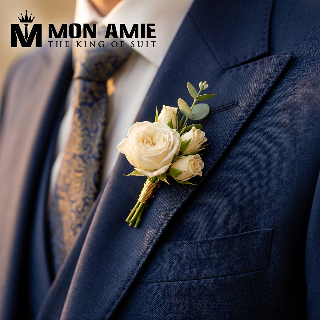 cận cảnh đường may bộ suit cưới hàn quốc cao cấp