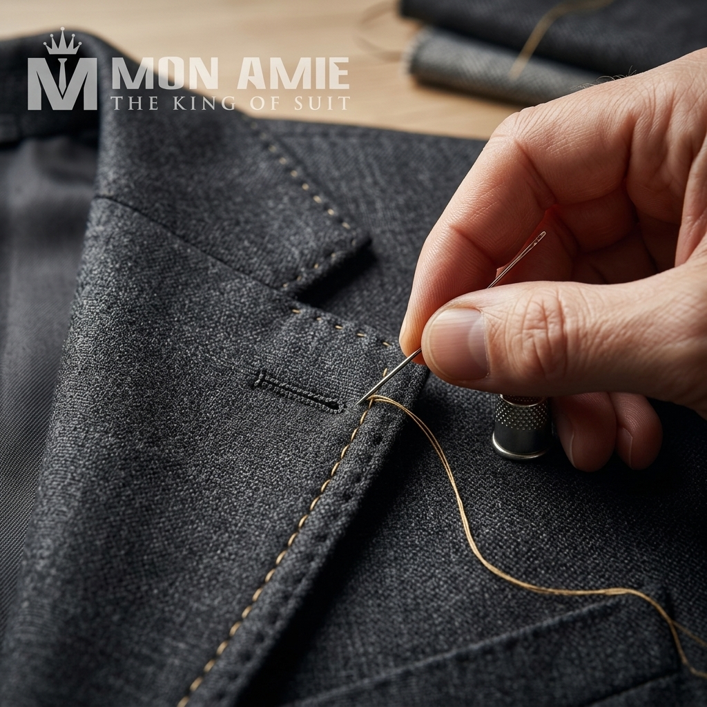 suit doanh nhân trung niên với kỹ thuật may đo thủ công tinh xảo