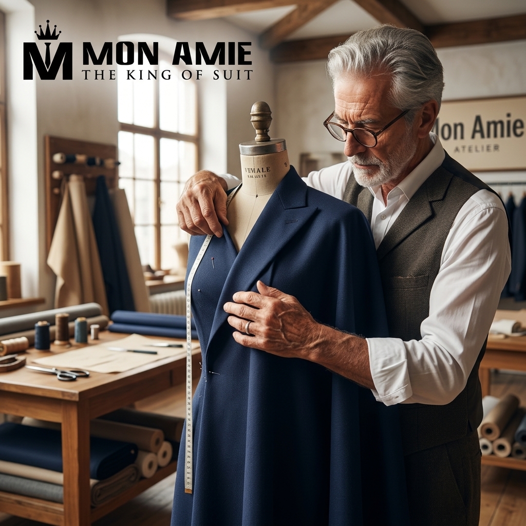 cận cảnh chất liệu suit cao cấp tại xưởng may