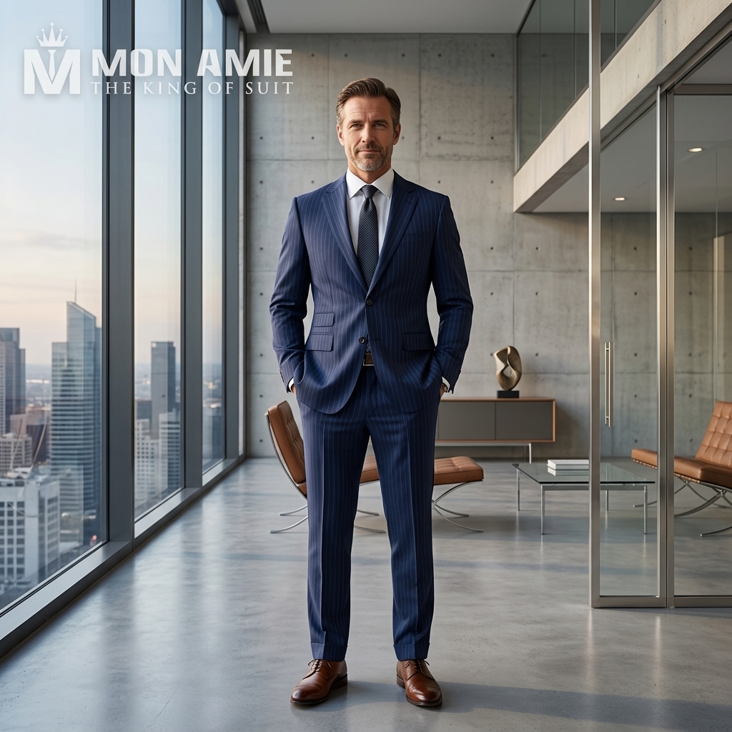 Quý ông lịch lãm trong bộ bespoke suit màu xanh navy