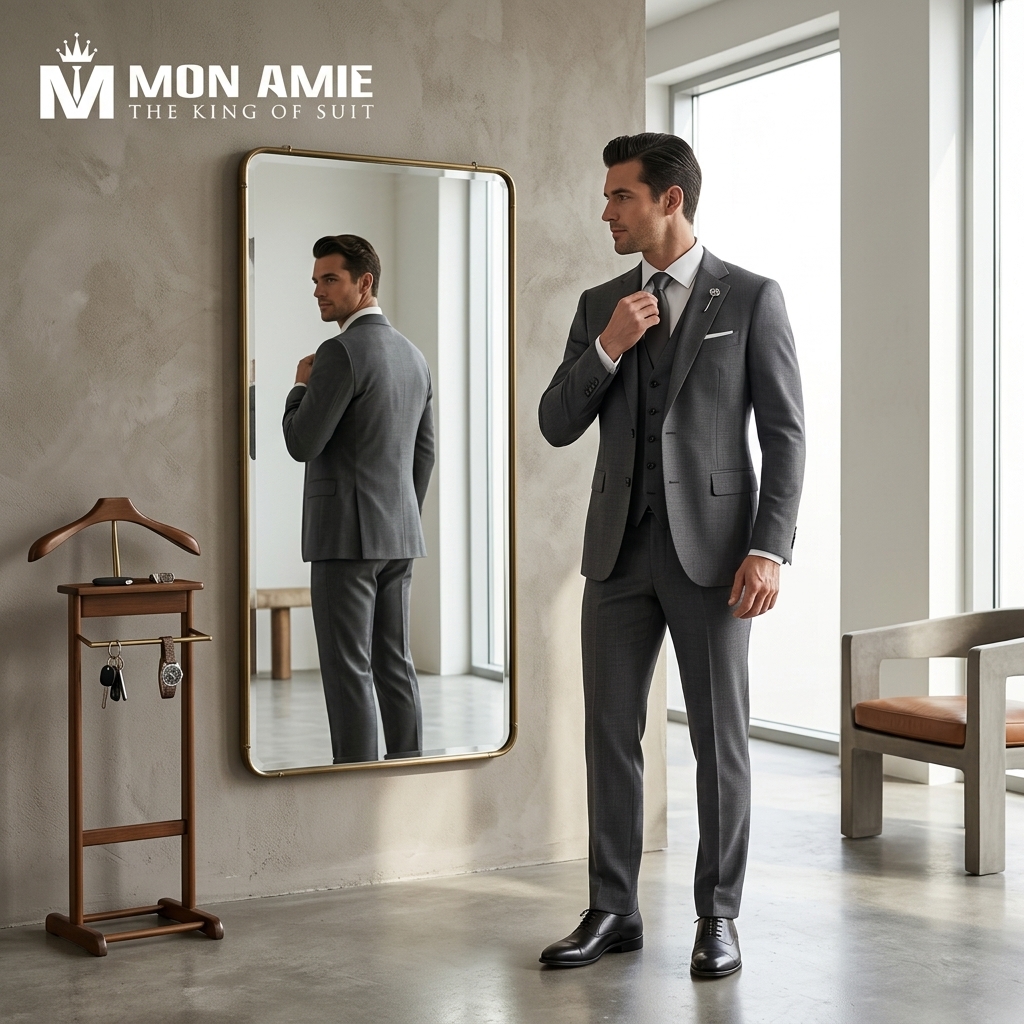 chú rể lịch lãm trong bộ vest chú rể may đo
