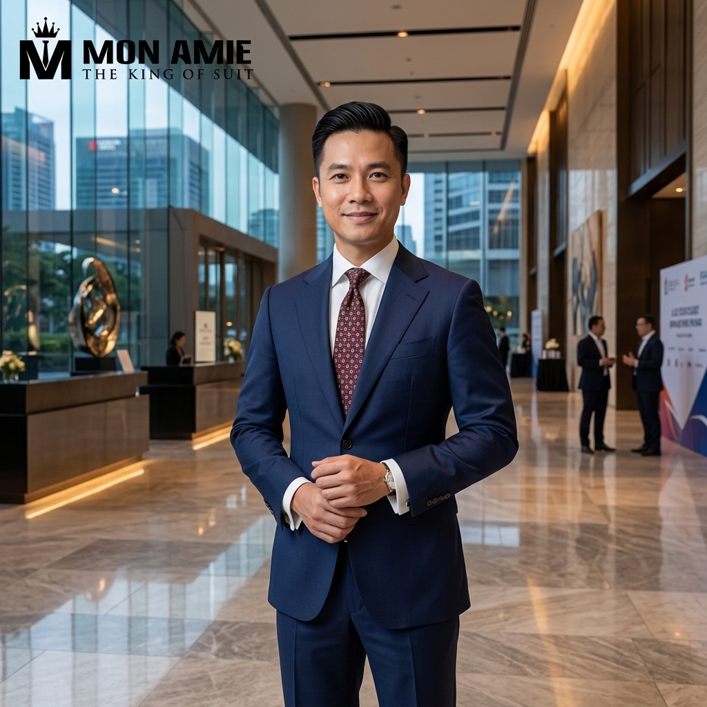 doanh nhân mặc suit hội nghị quốc tế tự tin