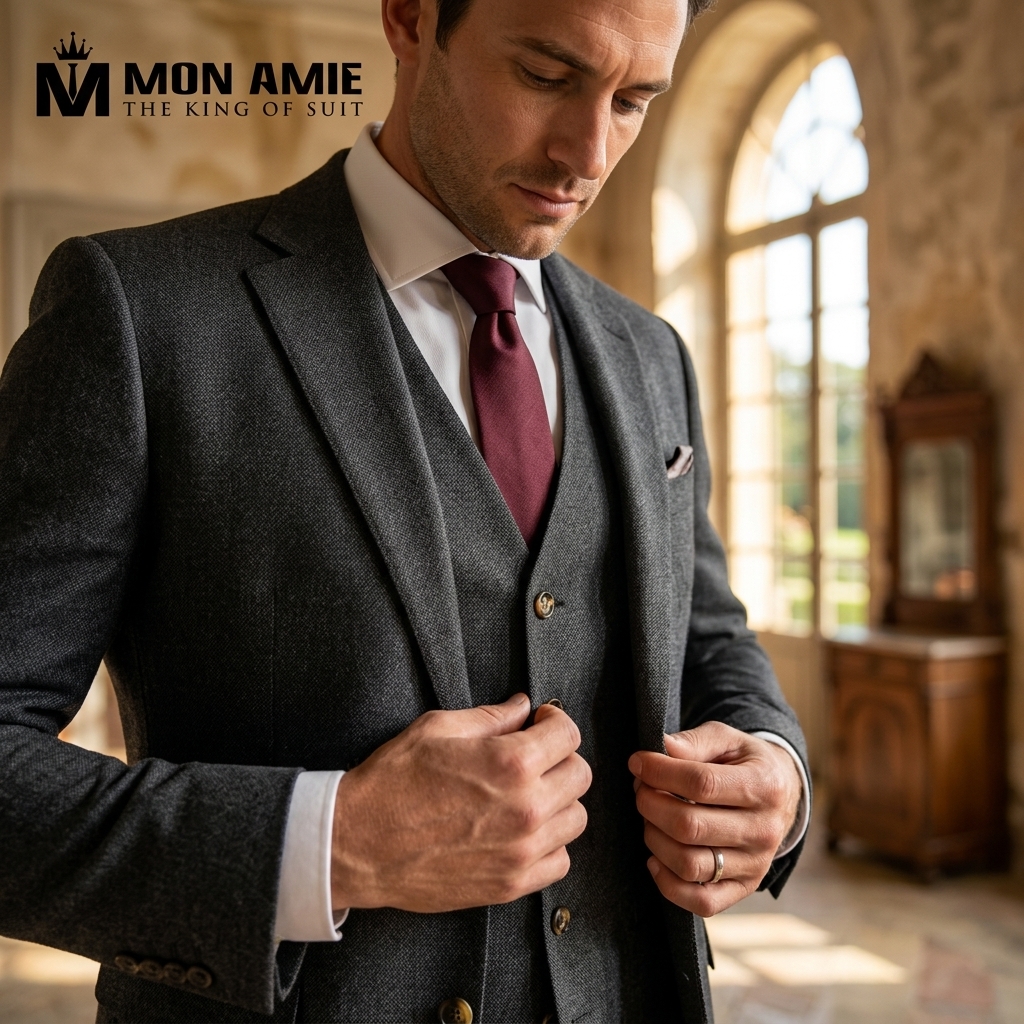 Vest cưới 3 mảnh màu xanh navy sang trọng