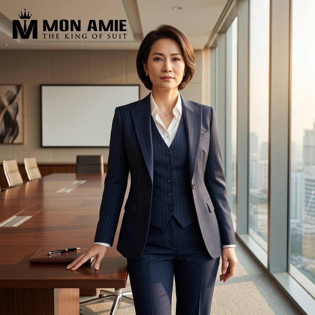 vest nữ doanh nhân may đo cao cấp với đường nét tinh xảo