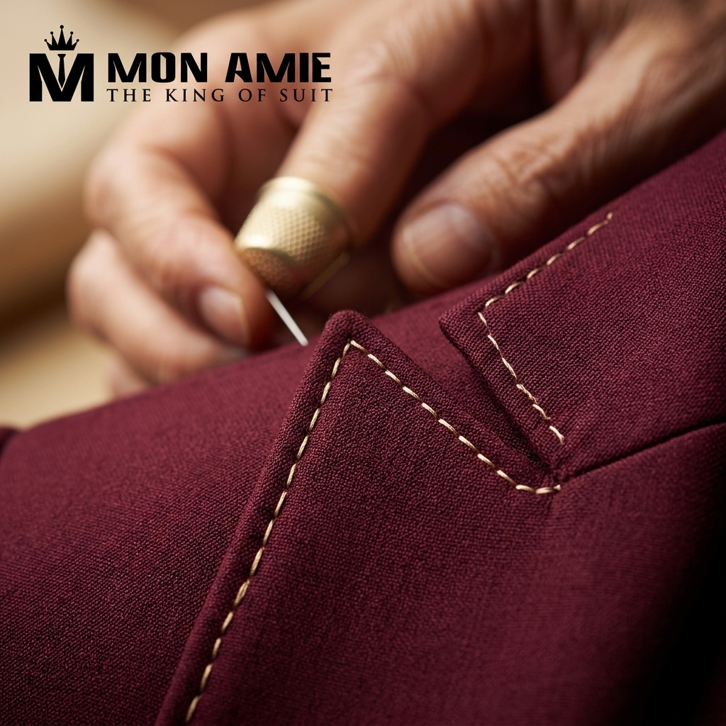 chi tiết may đo thủ công trên bộ vest nữ doanh nhân